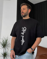 Black "Stay Positive" Printed Oversize T-Shirt - Broek