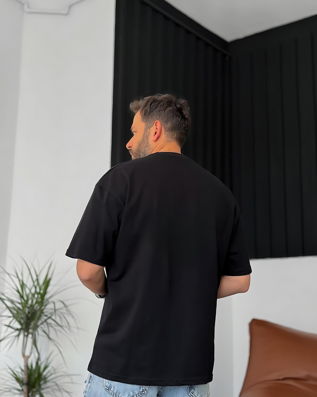 Black "Stay Positive" Printed Oversize T-Shirt - Broek