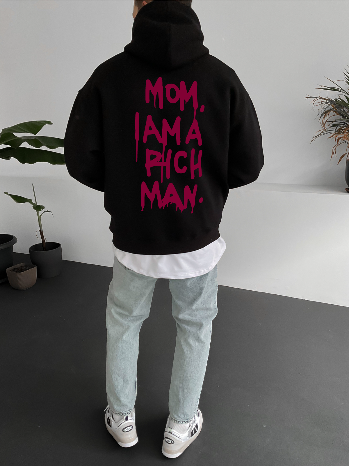 Black "Success" Printed Oversize Hoodie - Broek