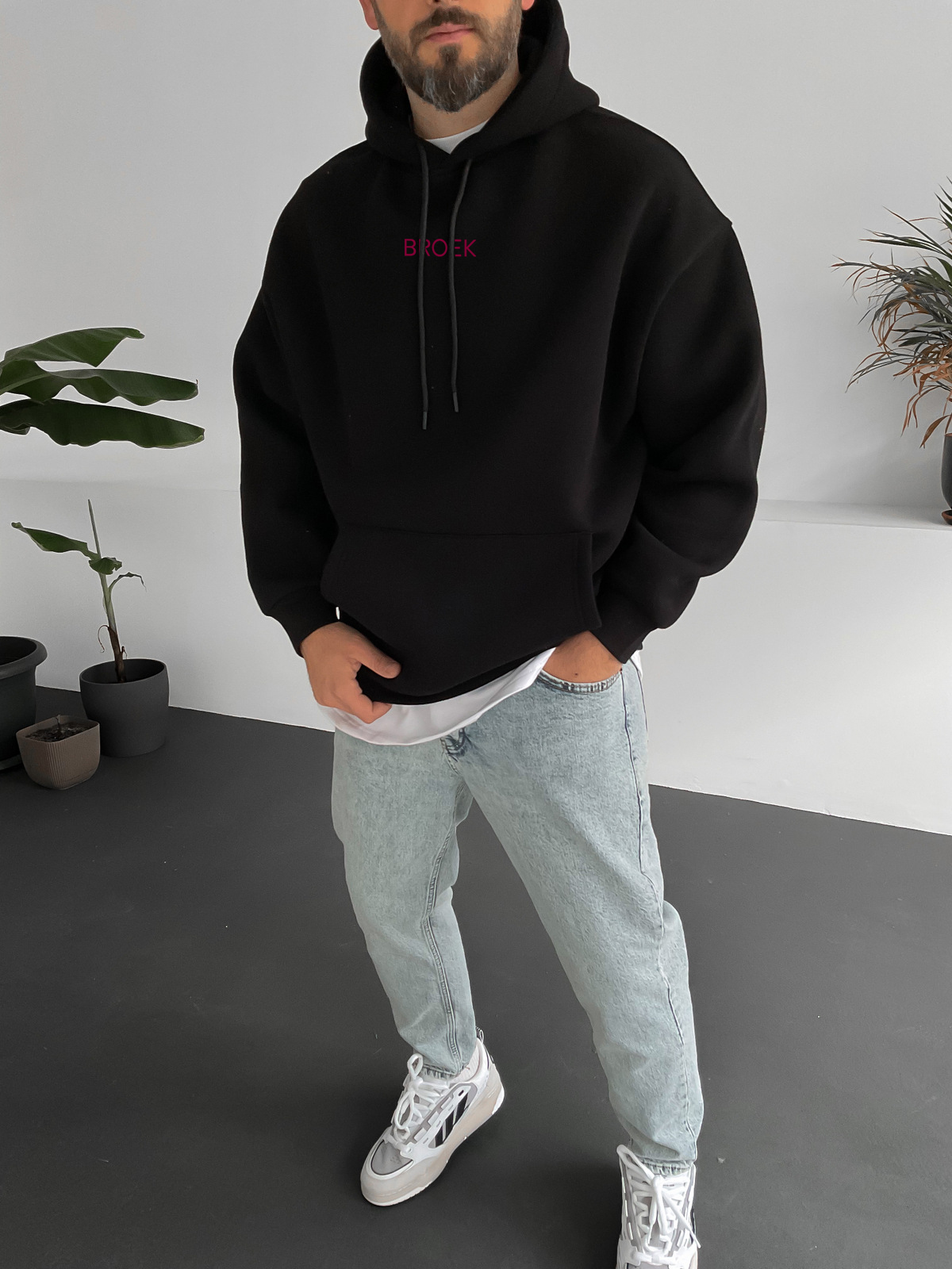 Black "Success" Printed Oversize Hoodie - Broek