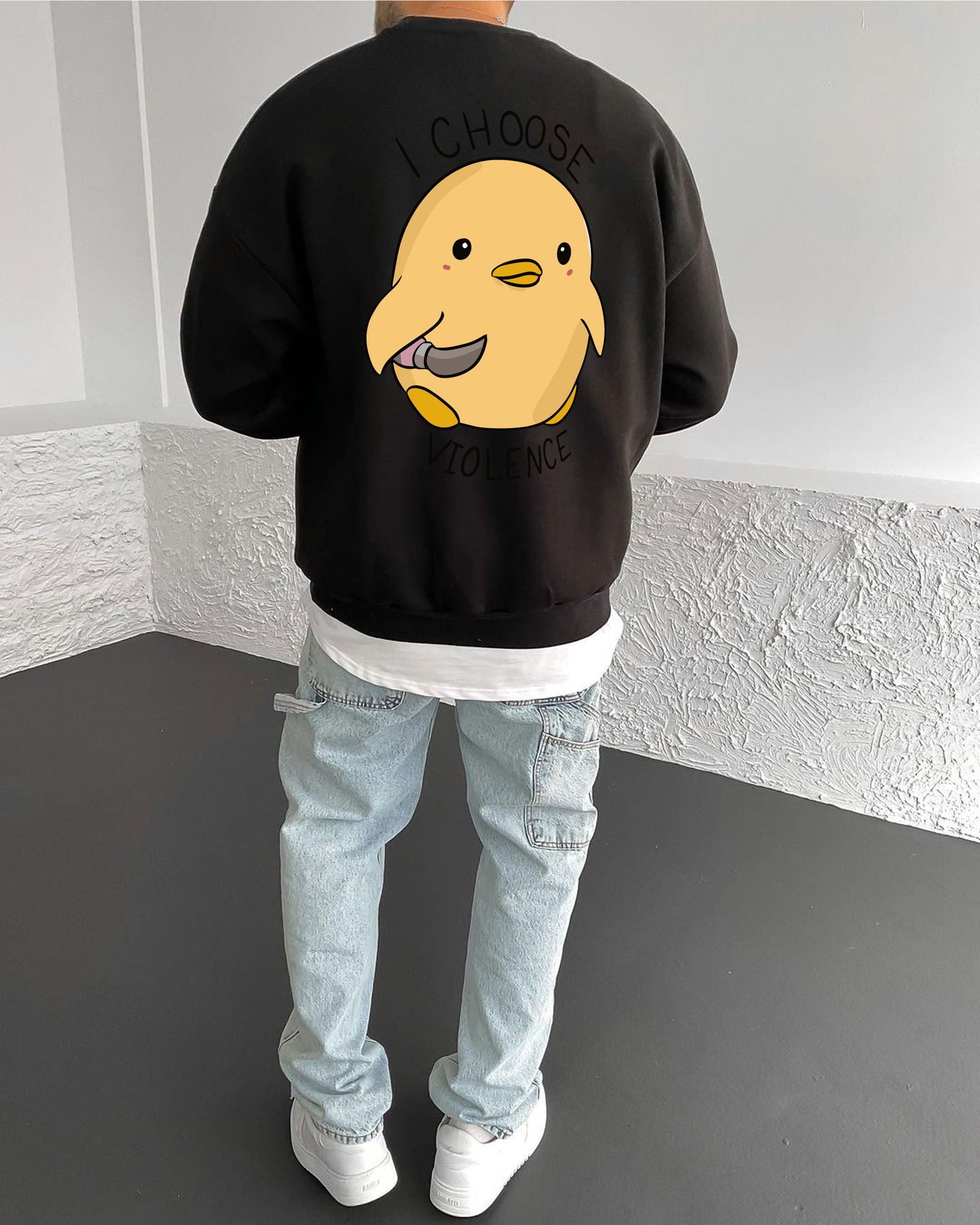 Black "Violence" Printed Oversize Sweatshirt - Broek