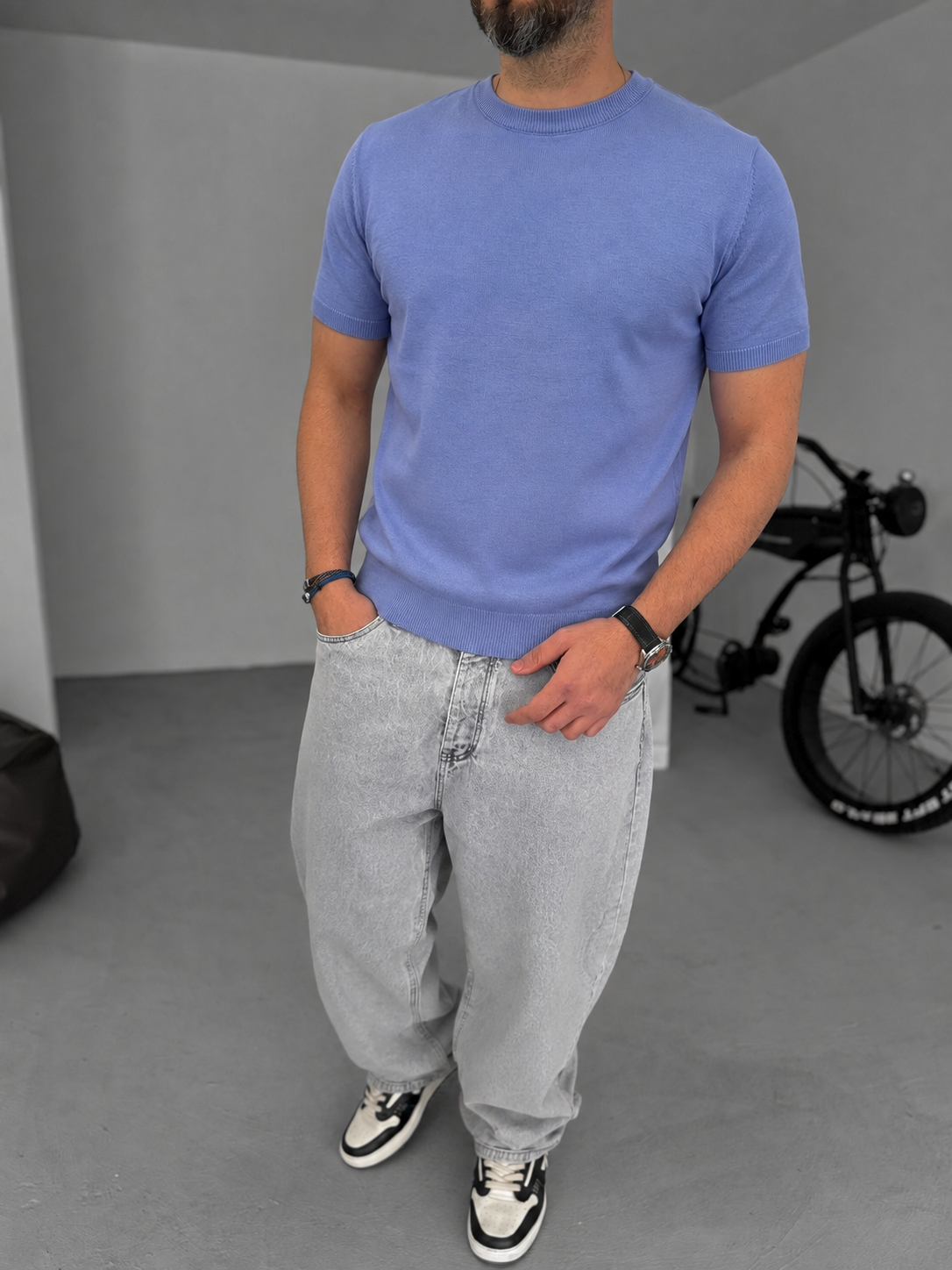 Dark Purple Crewneck Knitted Tee
