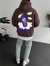 Brown "Heartbreak" Printed Oversize Hoodie - Broek