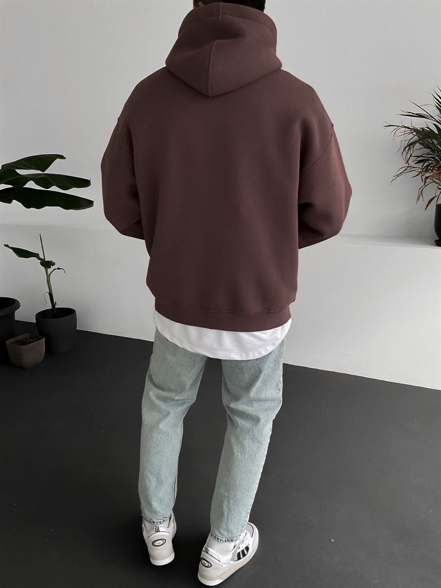 Brown "Racing" Printed Oversize Hoodie - Broek