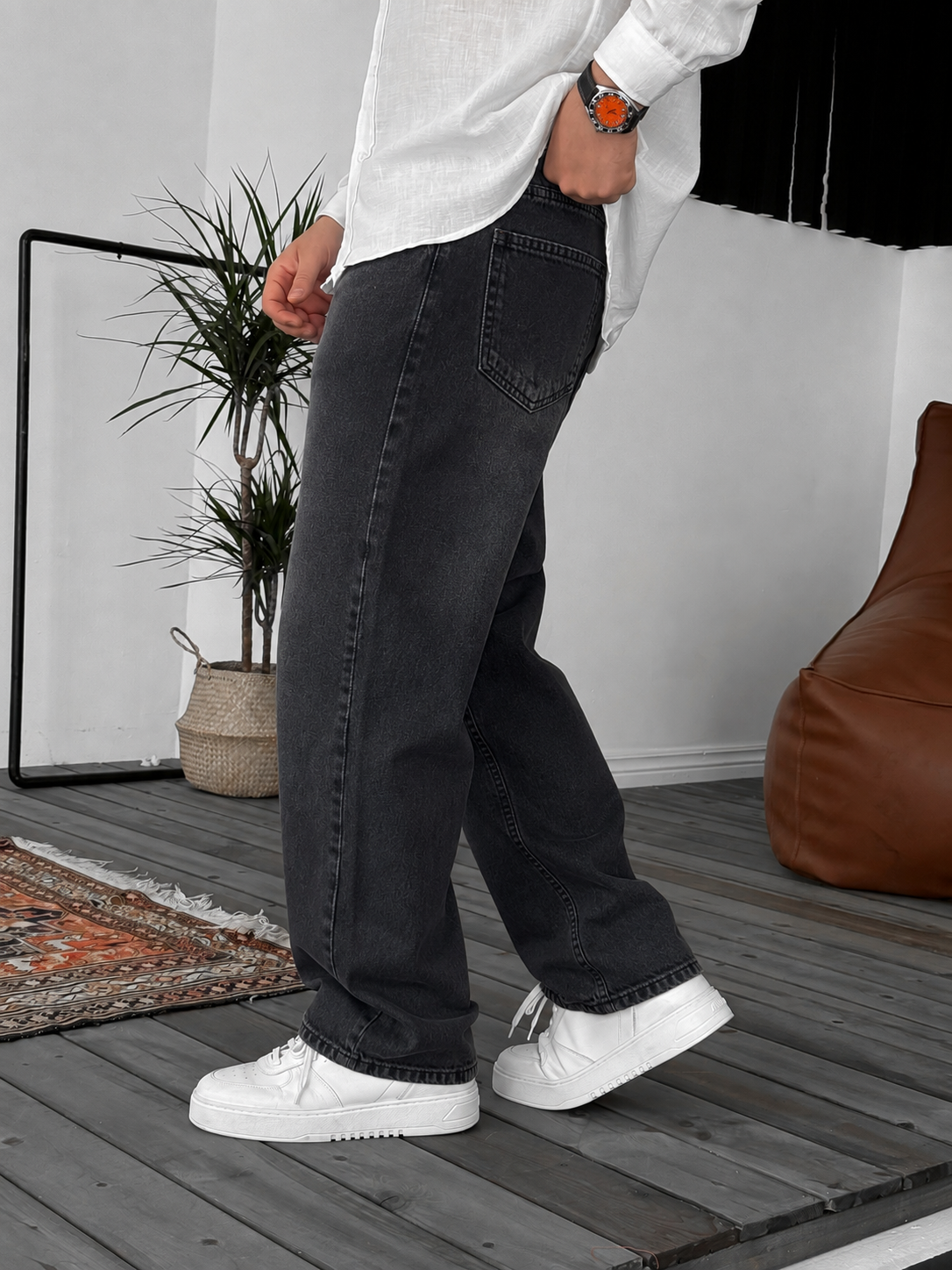 Washed Black Relaxed Fit Denim Jeans