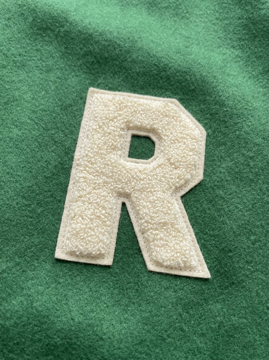 Varsity Jacket - Green - chenille patch detail