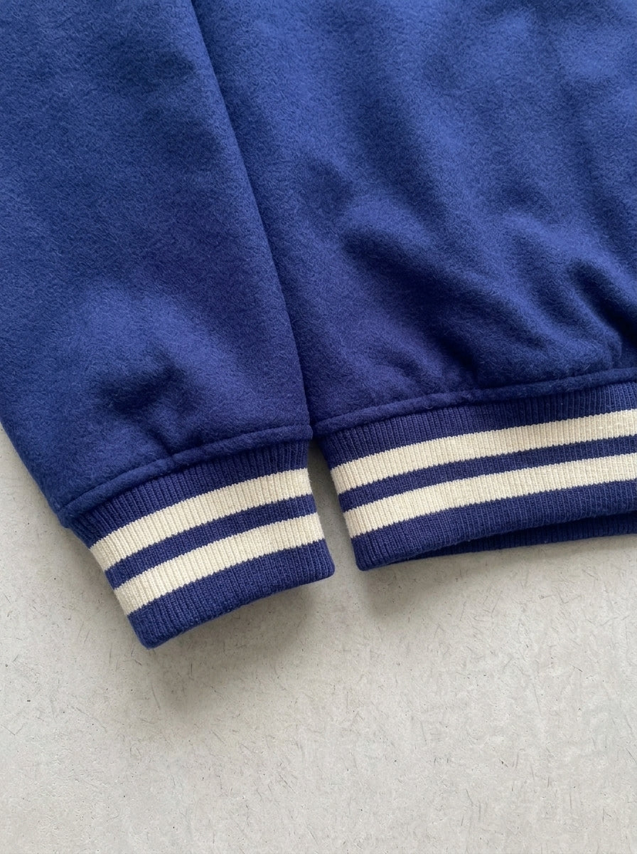 Varsity Jacket - Royal Blue - striped cuff and hem detail