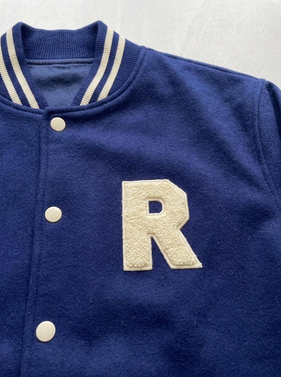 Varsity Jacket - Royal Blue - chenille patch detail