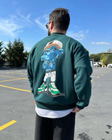 Dark Green "Crime" Printed Oversize Sweatshirt - Broek