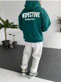 Dark Green "Respective " Printed Oversize Hoodie