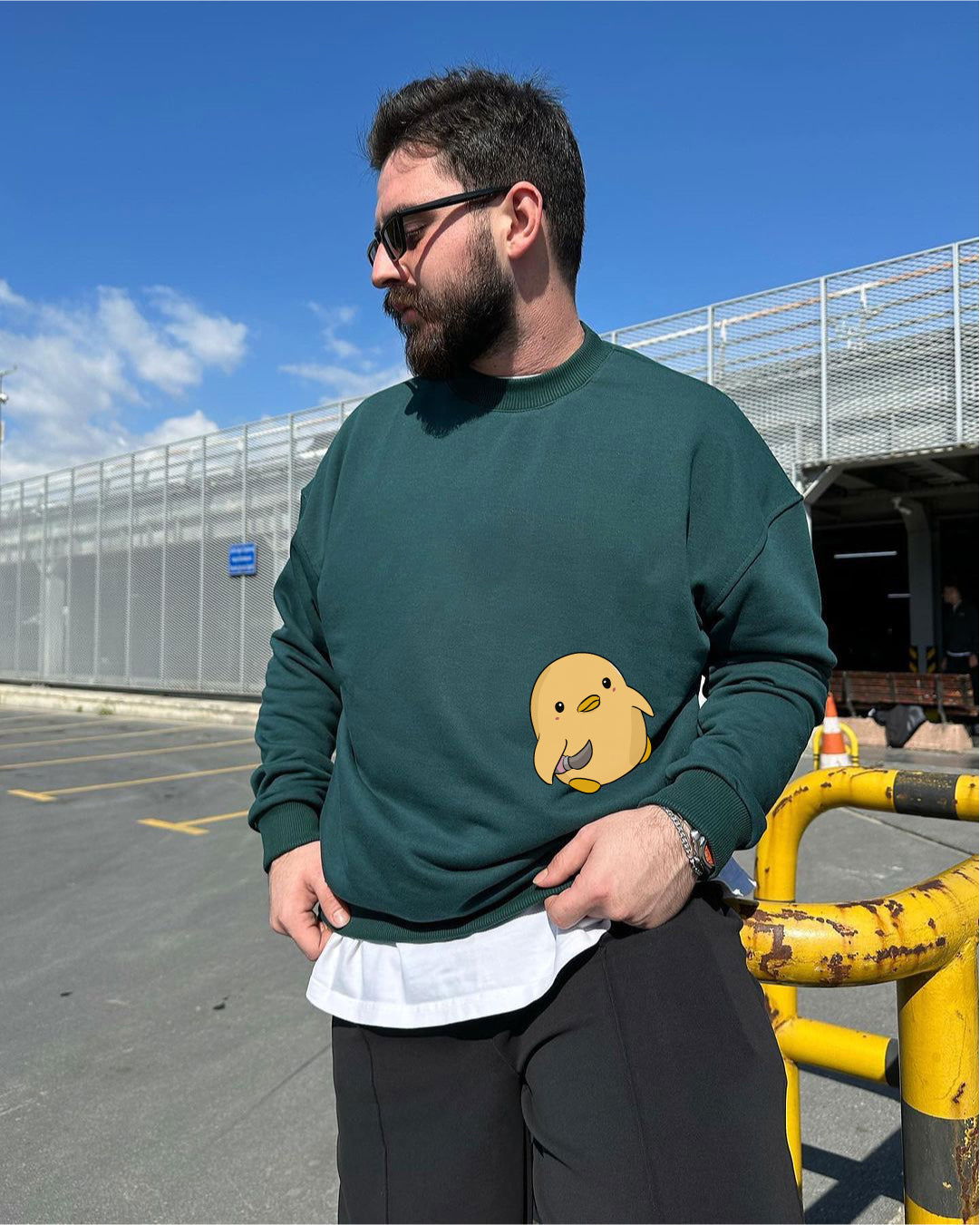 Dark Green "Violence" Printed Oversize Sweatshirt - Broek
