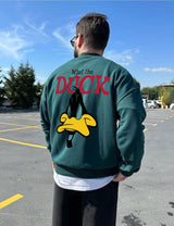 Dark Green "What's the duck" Printed Oversize Sweatshirt - Broek