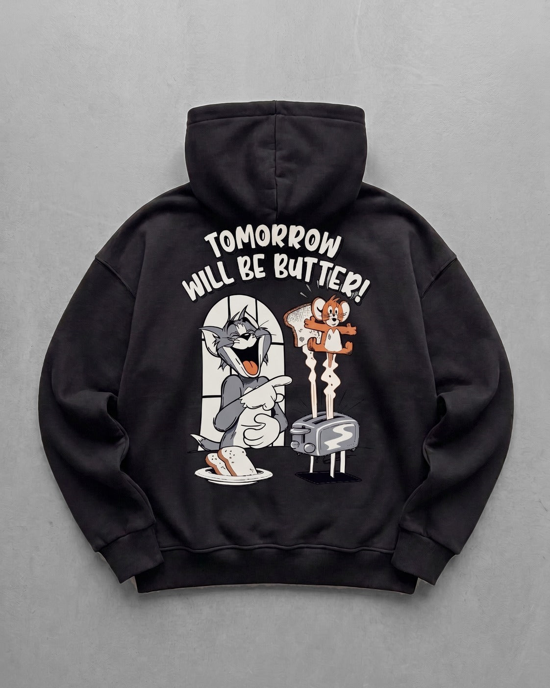 Black tomorrow-will-be-butter Printed Oversize Hoodie - flat lay back