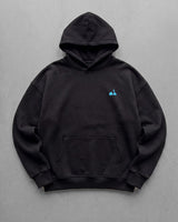 Black Scooter Printed Oversize Hoodie - flat lay front