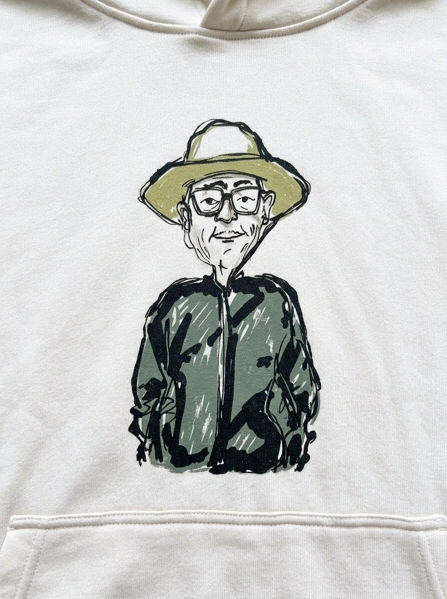 Farmer Hoodie - Off-White - front print close-up