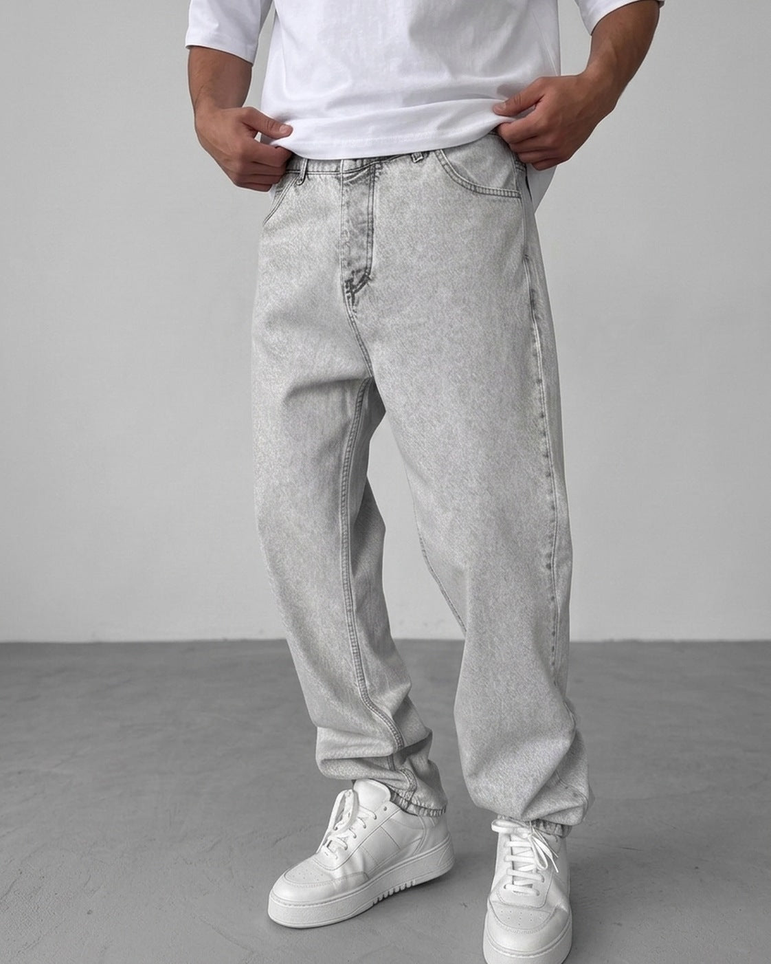 Gray Relaxed Fit Denim Jeans