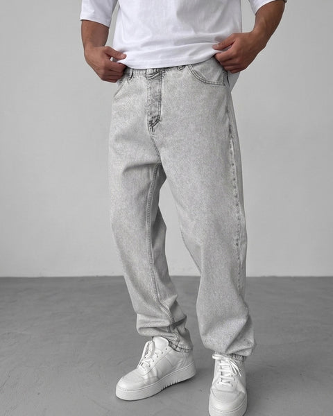Gray Relaxed Fit Denim Jeans