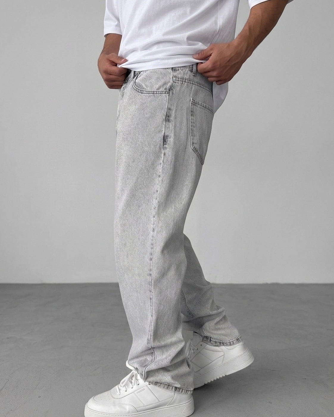 Gray Relaxed Fit Denim Jeans