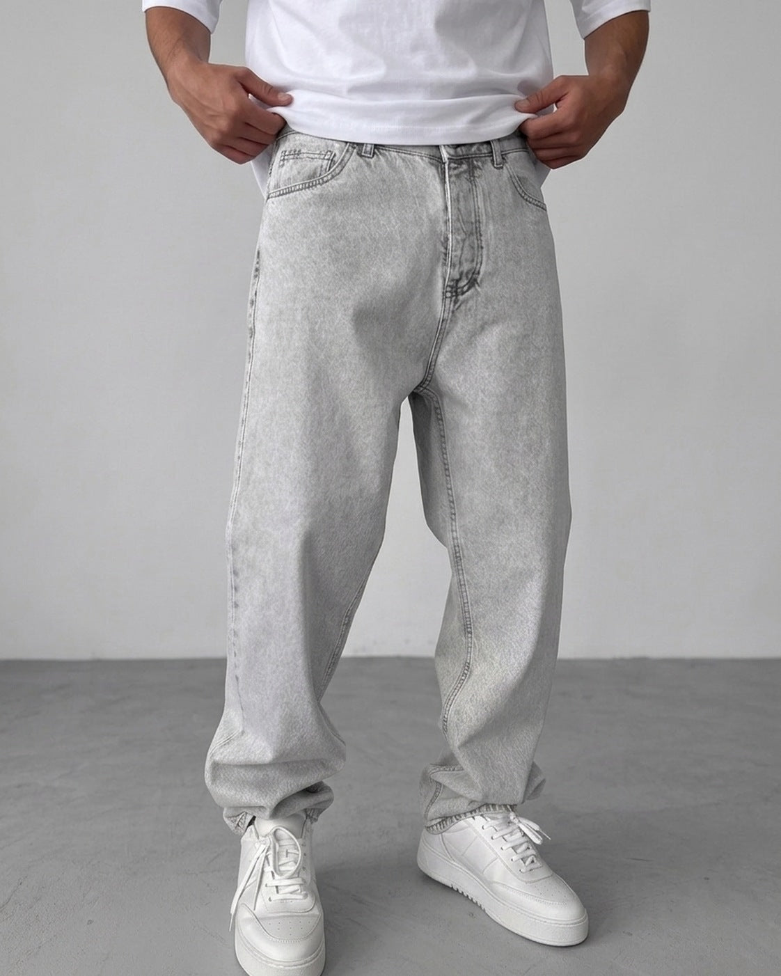Gray Relaxed Fit Denim Jeans