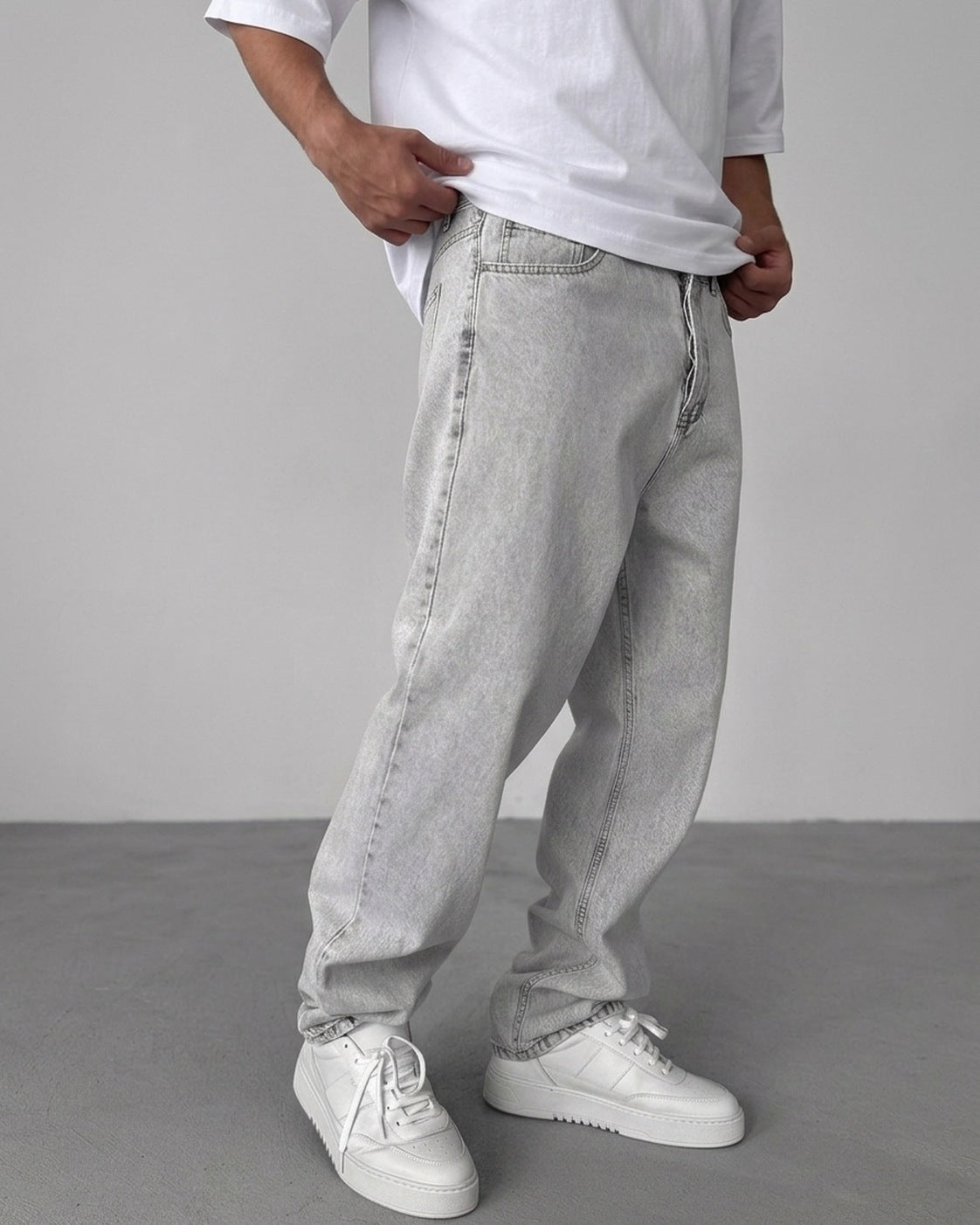 Gray Relaxed Fit Denim Jeans