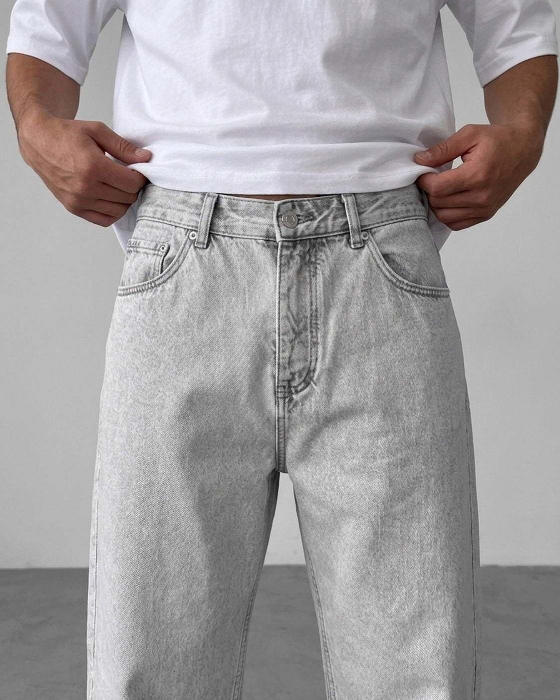 Gray Relaxed Fit Denim Jeans