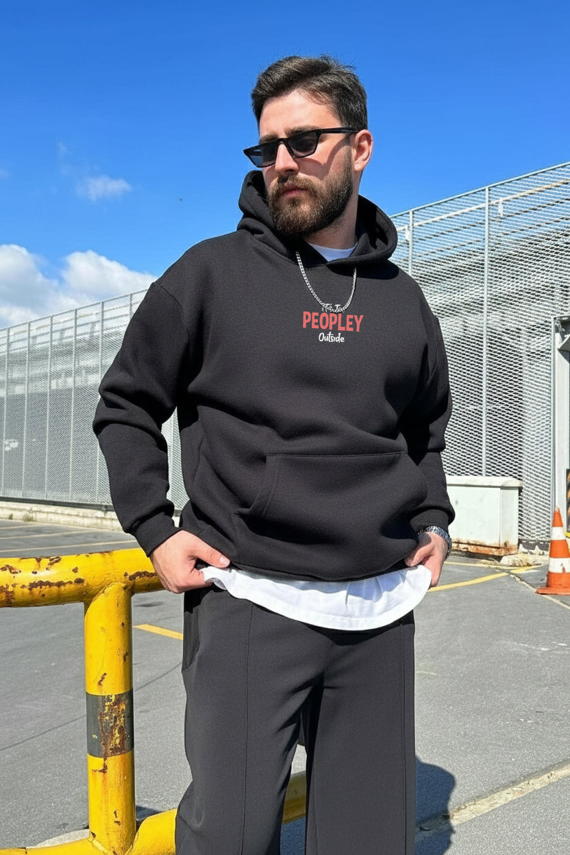 Black "It's too peoply outside" Hoodie