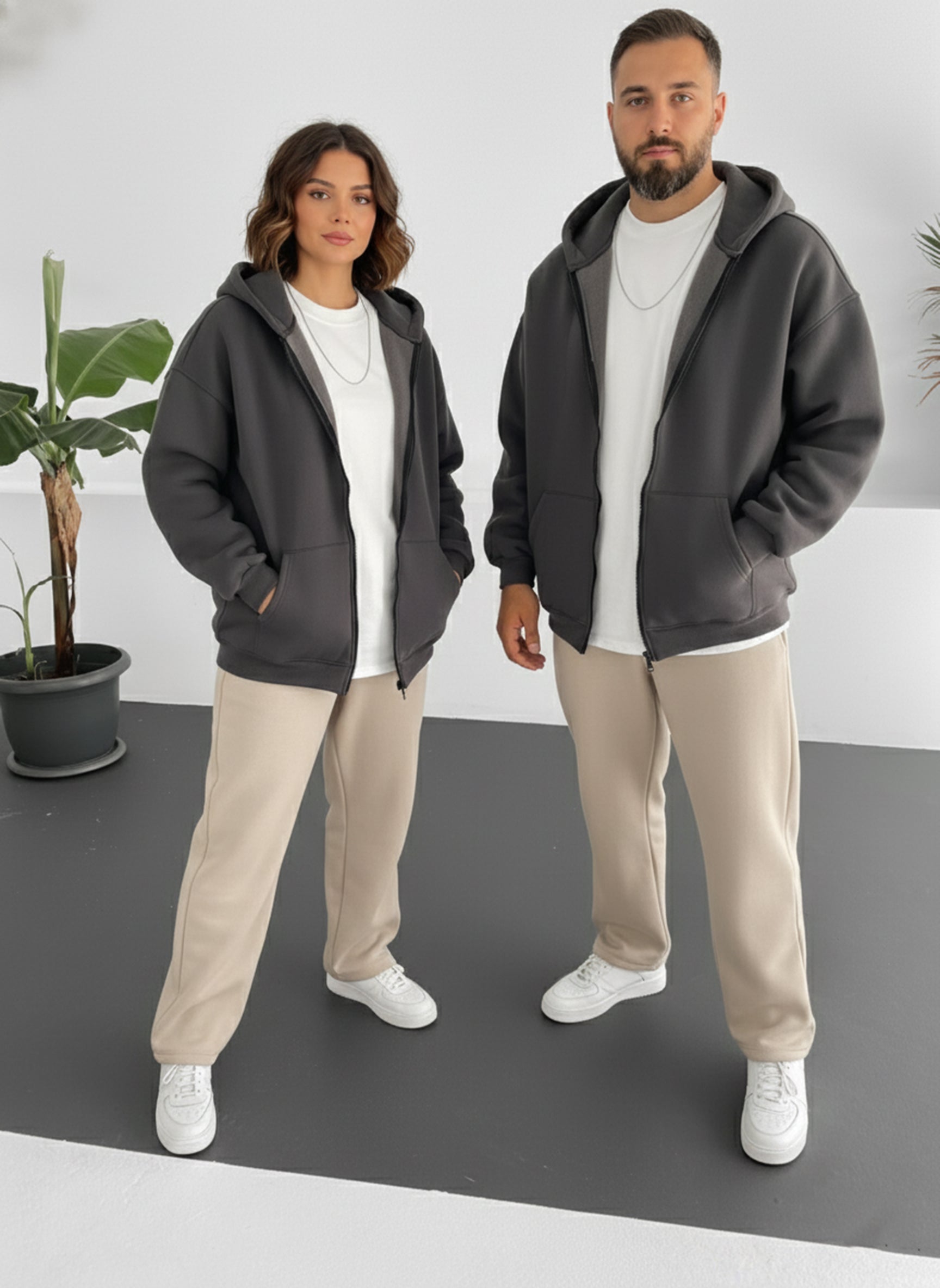 Smoked Gray Zip-Up Hoodie