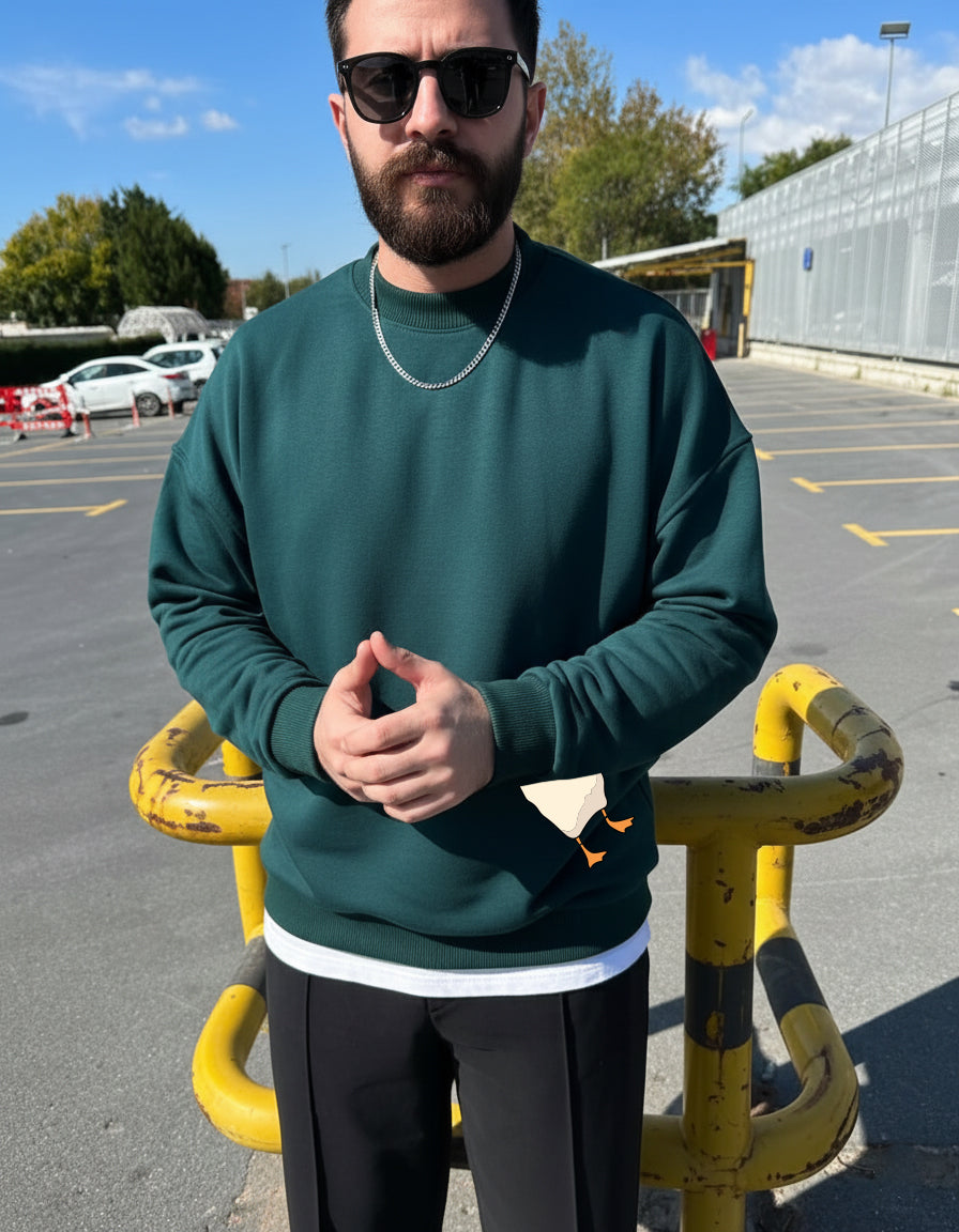 Crewneck Duck Peace Olive Green