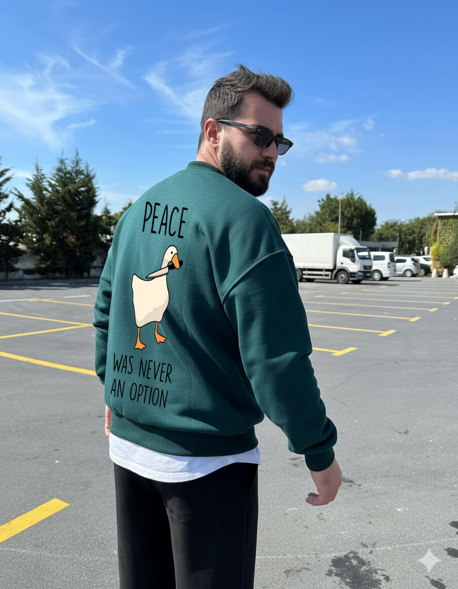 Crewneck Duck Peace Olive Green