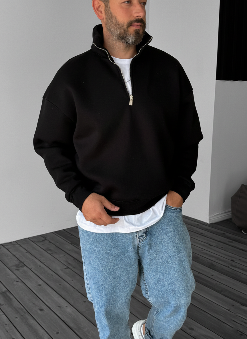 Black Quarter Zip Sweatshirt