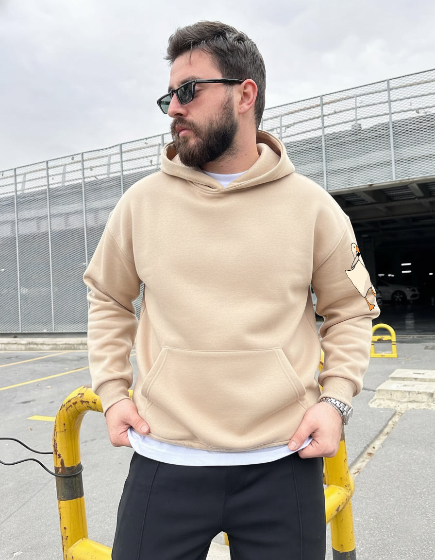Hoodie Duck Peace Beige