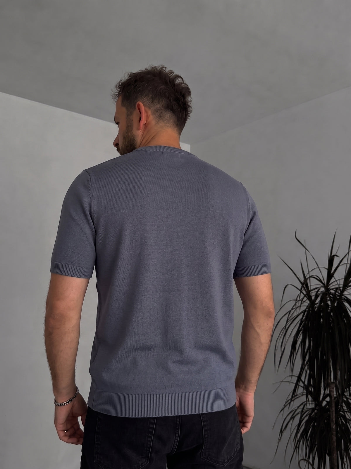 Dark Grey Crewneck Knitted Tee