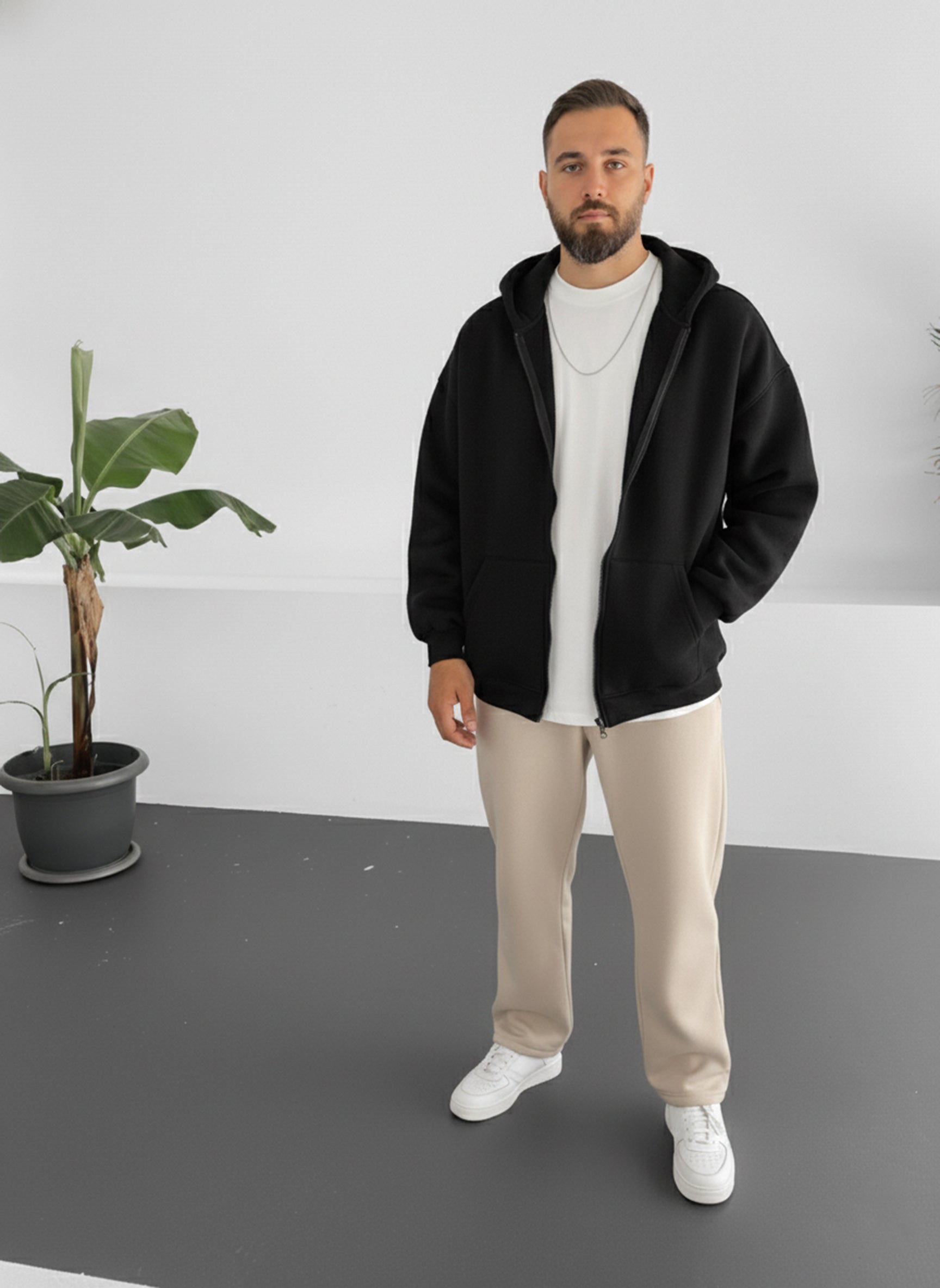 Black Zip-Up Hoodie