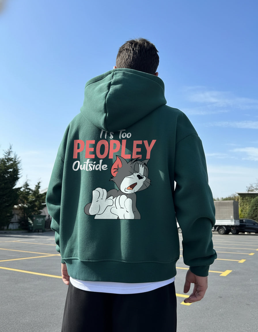 Hoodie It's too peoply outside Olive Green