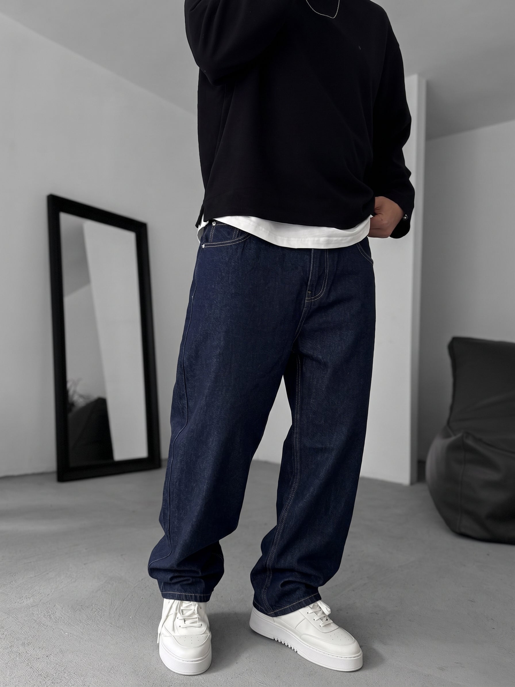 Raw Denim Relaxed Fit Jeans