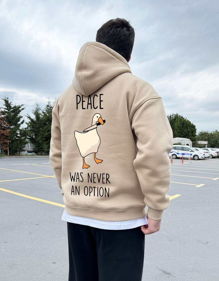 Hoodie Duck Peace Beige