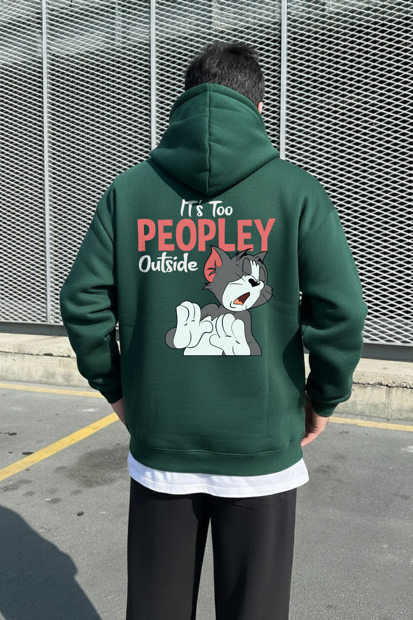 Hoodie It's too peoply outside Olive Green