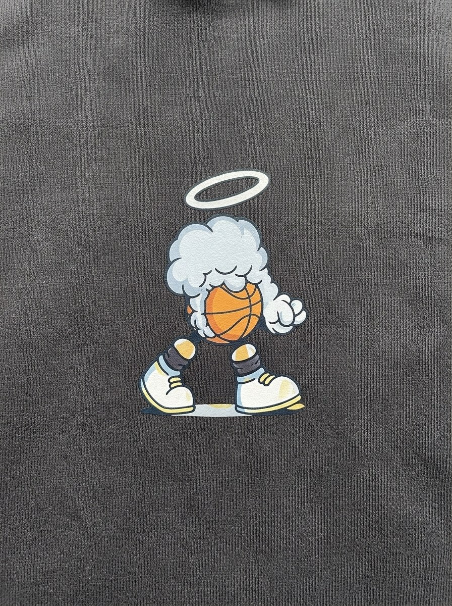 Halo Character Hoodie - Smoked - front print close-up