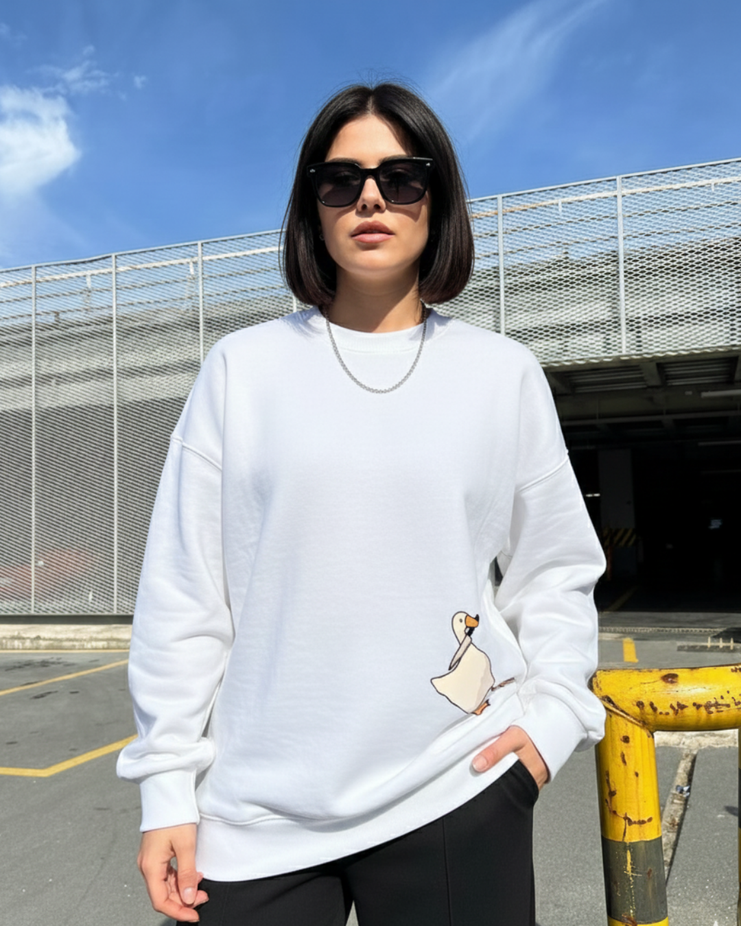 Crewneck Duck Peace White