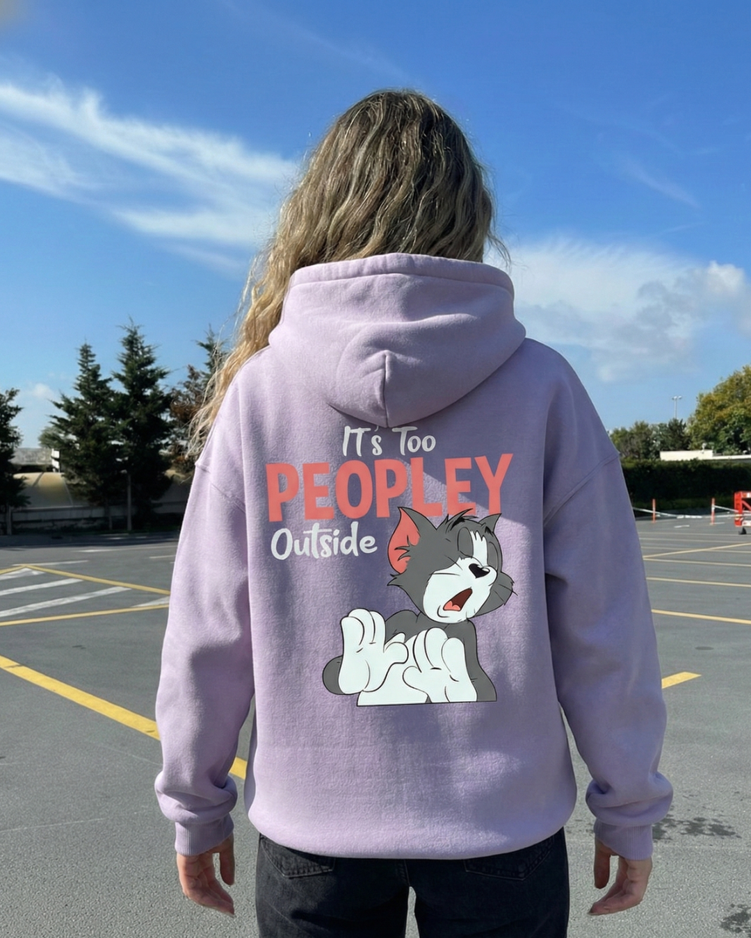 Hoodie It's too peoply outside Purple
