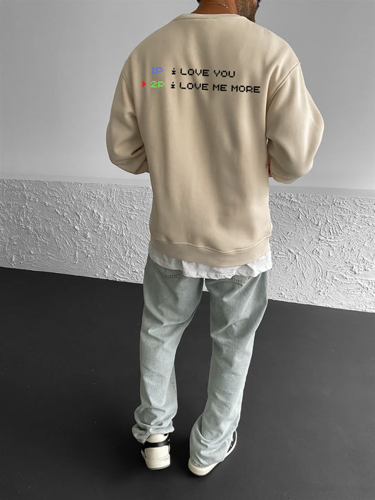 Beige "Love" Printed Oversize Sweatshirt