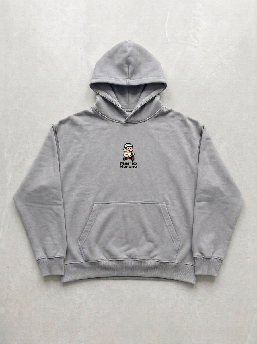 Mario Moreno Pixel Hoodie - Silver - front