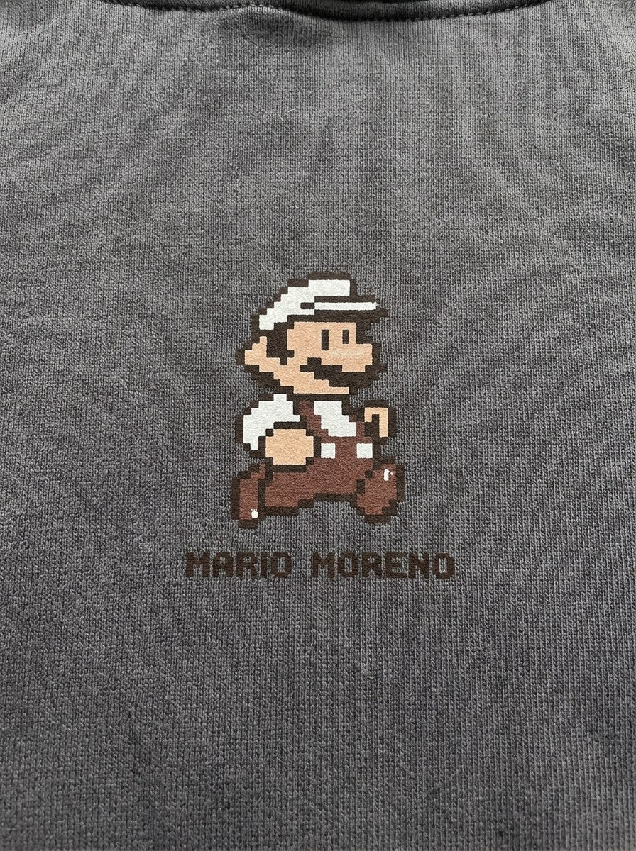 Mario Moreno Pixel Hoodie - Smoked - front print close-up