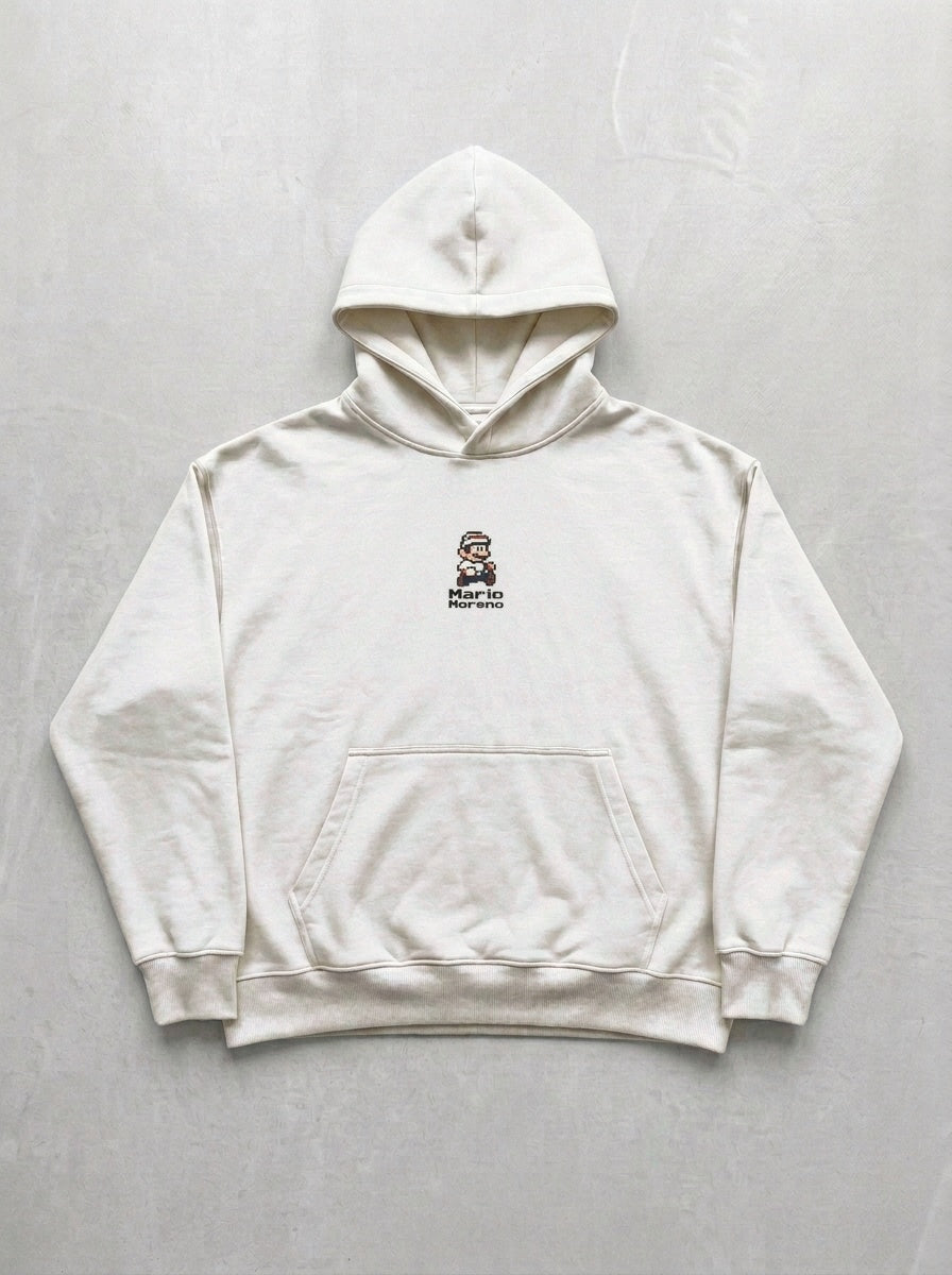 Mario Moreno Pixel Hoodie - Off-White - front