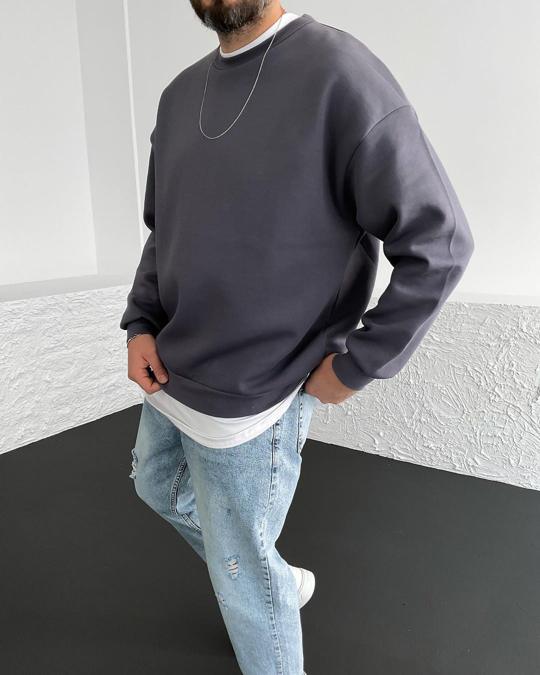 Smoked Basic Oversize Sweatshirt