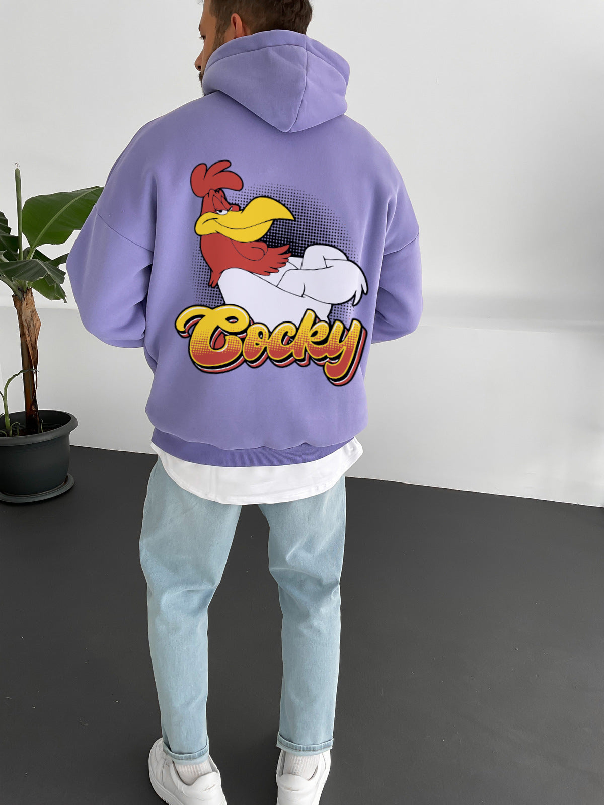 Purple "cocky" Printed Oversize Hoodie