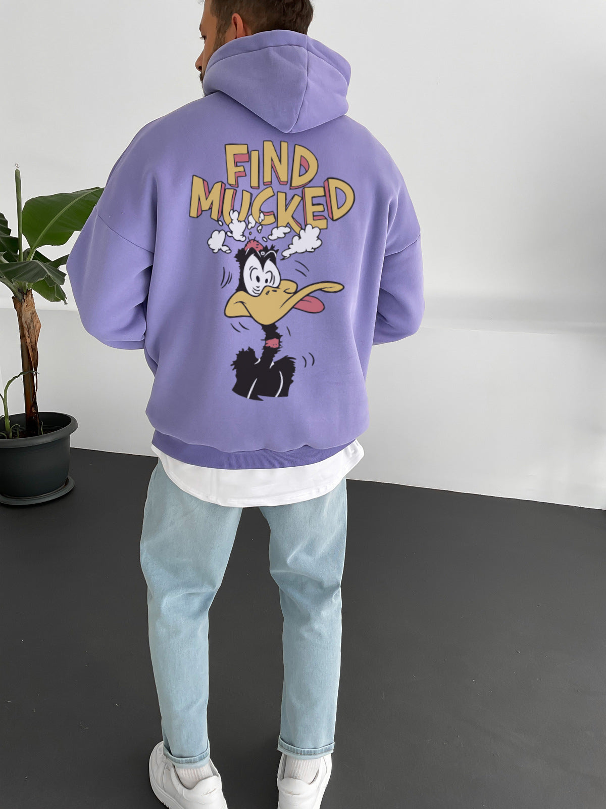 Purple "find-mucked" Printed Oversize Hoodie