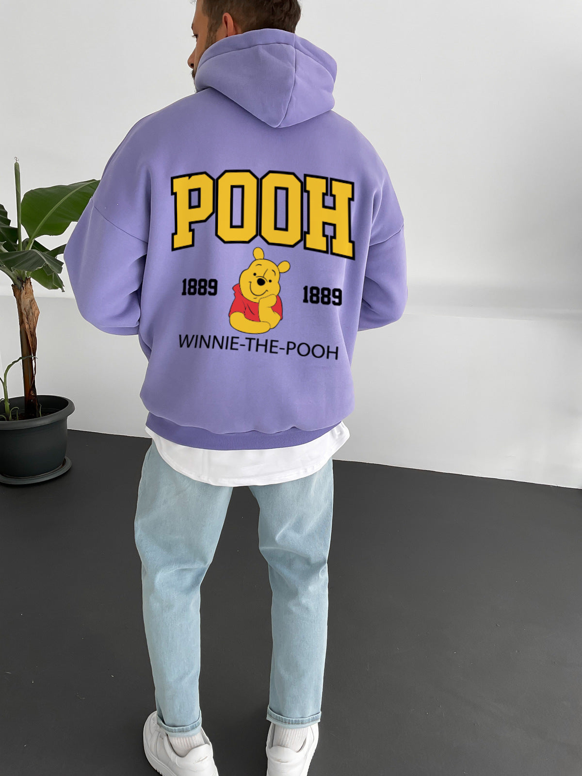 Purple "winnie-the-pooh" Printed Oversize Hoodie