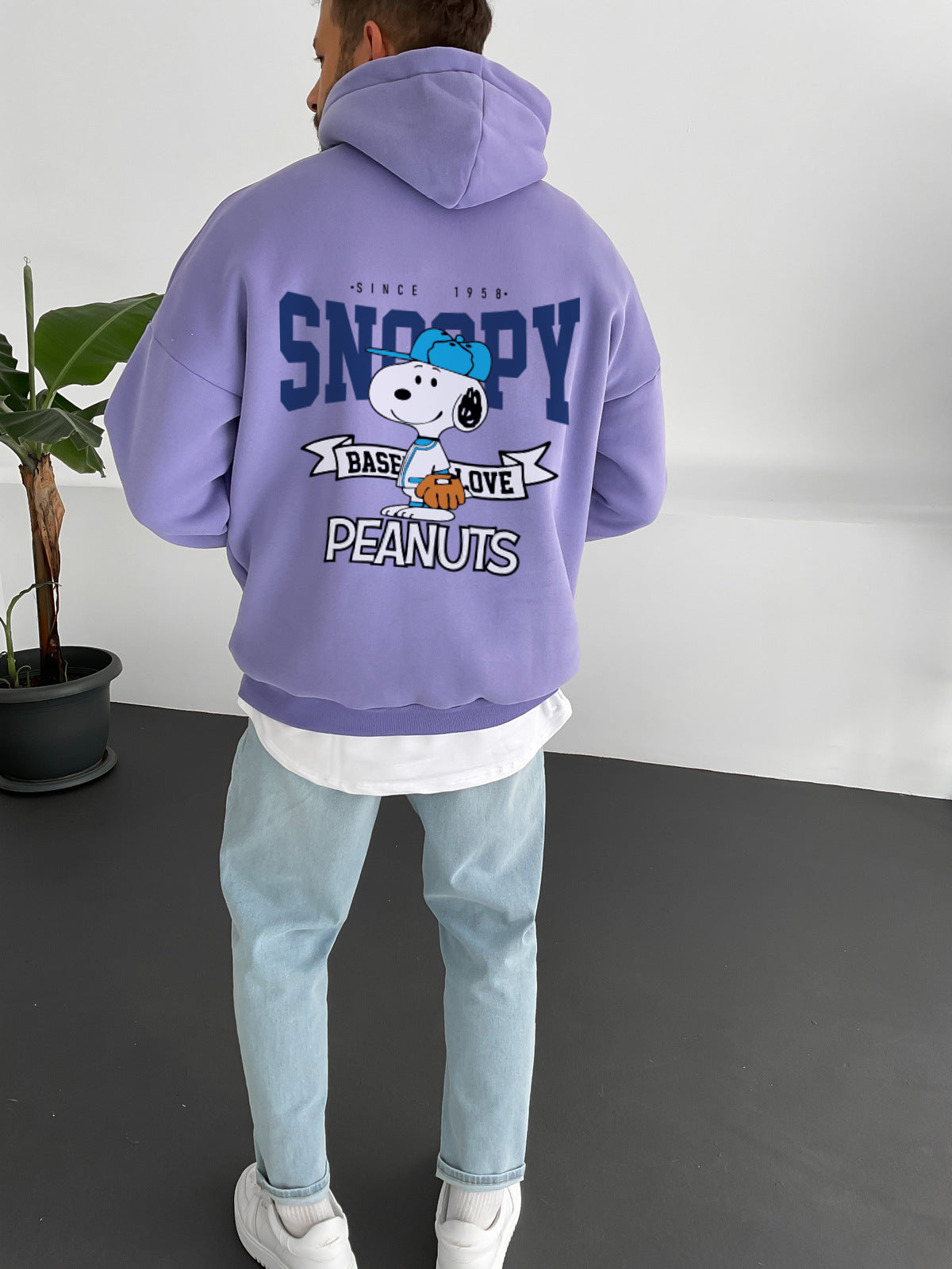 Purple "snoopy" Printed Oversize Hoodie