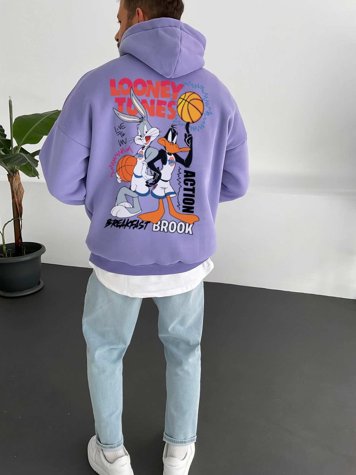 Purple "space-jam" Printed Oversize Hoodie